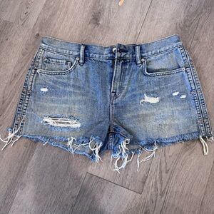 AllSaints Cutoff Jean Serene Shorts Raw Hem Light Wash Denim Mid Rise 29W